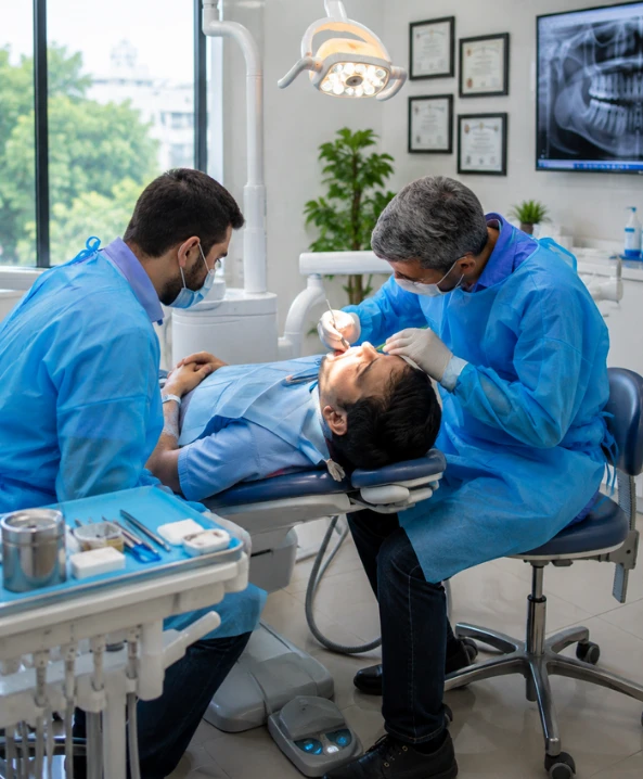 Surgeons performing tongue cancer surgery as part of a step-by-step treatment, reconstruction and recovery plan.